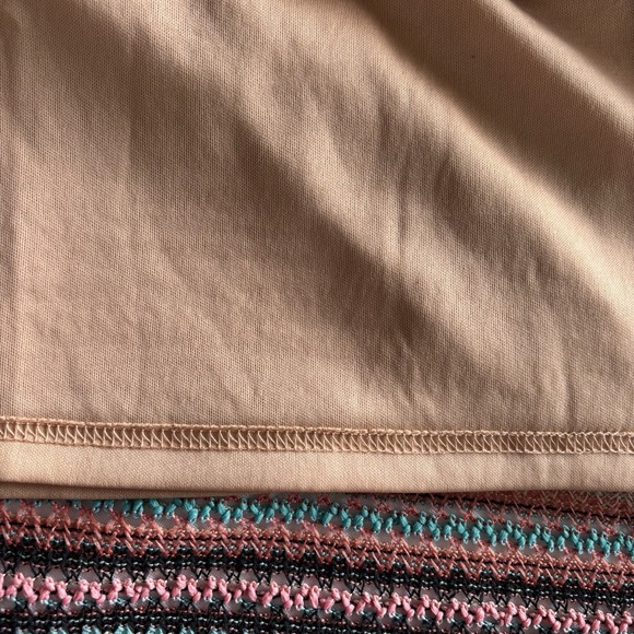 Women's Nina Leonard Crochet Striped Halter Maxi Dress LG  Coral Turquoise Boho - Picture 8 of 16